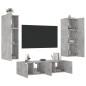 vidaXL Muebles TV pared con LED 6 pzas madera ingeniería gris hormigón vidaXL Muebles TV pared con LED 6 pzas madera ingeniería gris hormigón