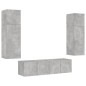 vidaXL Muebles TV pared con LED 6 pzas madera ingeniería gris hormigón vidaXL Muebles TV pared con LED 6 pzas madera ingeniería gris hormigón