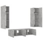 vidaXL Muebles TV pared con LED 6 pzas madera ingeniería gris hormigón vidaXL Muebles TV pared con LED 6 pzas madera ingeniería gris hormigón
