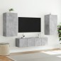 vidaXL Muebles TV pared con LED 4 pzas madera ingeniería gris hormigón