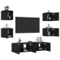 vidaXL Muebles de TV de pared con LED 6 pzas madera ingeniería negro