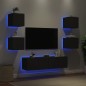 vidaXL Muebles de TV de pared con LED 6 pzas madera ingeniería negro