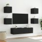 vidaXL Muebles de TV de pared con LED 6 pzas madera ingeniería negro