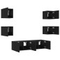 vidaXL Muebles de TV de pared con LED 6 pzas madera ingeniería negro