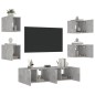 vidaXL Muebles TV pared con LED 6 pzas madera ingeniería gris hormigón