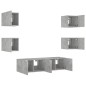 vidaXL Muebles TV pared con LED 6 pzas madera ingeniería gris hormigón
