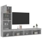 vidaXL Muebles TV pared con LED 4 pzas madera ingeniería gris hormigón vidaXL Muebles TV pared con LED 4 pzas madera ingeniería gris hormigón