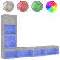 vidaXL Muebles TV pared con LED 4 pzas madera ingeniería gris hormigón vidaXL Muebles TV pared con LED 4 pzas madera ingeniería gris hormigón