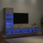 vidaXL Muebles TV pared con LED 4 pzas madera ingeniería gris hormigón vidaXL Muebles TV pared con LED 4 pzas madera ingeniería gris hormigón