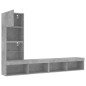 vidaXL Muebles TV pared con LED 4 pzas madera ingeniería gris hormigón vidaXL Muebles TV pared con LED 4 pzas madera ingeniería gris hormigón
