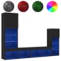 vidaXL Muebles de TV de pared con LED 4 pzas madera ingeniería negro vidaXL Muebles de TV de pared con LED 4 pzas madera ingeniería negro