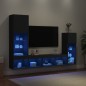 vidaXL Muebles de TV de pared con LED 4 pzas madera ingeniería negro vidaXL Muebles de TV de pared con LED 4 pzas madera ingeniería negro