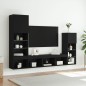 vidaXL Muebles de TV de pared con LED 4 pzas madera ingeniería negro vidaXL Muebles de TV de pared con LED 4 pzas madera ingeniería negro