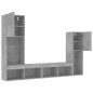 vidaXL Muebles TV pared con LED 4 pzas madera ingeniería gris hormigón