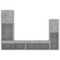 vidaXL Muebles TV pared con LED 4 pzas madera ingeniería gris hormigón