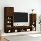 vidaXL Muebles TV pared con LED 4 pzas madera ingeniería marrón roble vidaXL Muebles TV pared con LED 4 pzas madera ingeniería marrón roble