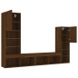 vidaXL Muebles TV pared con LED 4 pzas madera ingeniería marrón roble vidaXL Muebles TV pared con LED 4 pzas madera ingeniería marrón roble