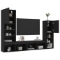 vidaXL Muebles de TV de pared con LED 4 pzas madera ingeniería negro