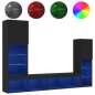 vidaXL Muebles de TV de pared con LED 4 pzas madera ingeniería negro