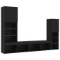 vidaXL Muebles de TV de pared con LED 4 pzas madera ingeniería negro