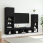 vidaXL Muebles de TV de pared con LED 4 pzas madera ingeniería negro
