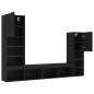 vidaXL Muebles de TV de pared con LED 4 pzas madera ingeniería negro