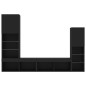 vidaXL Muebles de TV de pared con LED 4 pzas madera ingeniería negro
