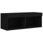 vidaXL Muebles de TV de pared con LED 4 pzas madera ingeniería negro