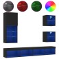vidaXL Muebles de TV de pared con LED 5 pzas madera ingeniería negro