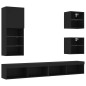 vidaXL Muebles de TV de pared con LED 5 pzas madera ingeniería negro