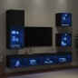 vidaXL Muebles de TV de pared con LED 5 pzas madera ingeniería negro