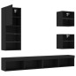 vidaXL Muebles de TV de pared con LED 5 pzas madera ingeniería negro