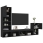 vidaXL Muebles de TV de pared con LED 4 pzas madera ingeniería negro