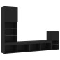 vidaXL Muebles de TV de pared con LED 4 pzas madera ingeniería negro