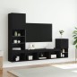 vidaXL Muebles de TV de pared con LED 4 pzas madera ingeniería negro