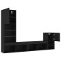 vidaXL Muebles de TV de pared con LED 4 pzas madera ingeniería negro