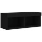 vidaXL Muebles de TV de pared con LED 4 pzas madera ingeniería negro