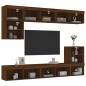 vidaXL Muebles TV pared con LED 8 pzas madera ingeniería marrón roble