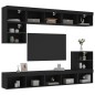 vidaXL Muebles de TV de pared con LED 8 pzas madera ingeniería negro