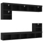 vidaXL Muebles de TV de pared con LED 8 pzas madera ingeniería negro