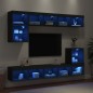 vidaXL Muebles de TV de pared con LED 8 pzas madera ingeniería negro