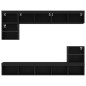 vidaXL Muebles de TV de pared con LED 8 pzas madera ingeniería negro
