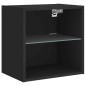vidaXL Muebles de TV de pared con LED 8 pzas madera ingeniería negro