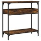 vidaXL Mesa consola estante madera ingeniería roble humo 75x29x75 cm vidaXL Mesa consola estante madera ingeniería roble humo 75x29x75 cm