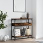 vidaXL Mesa consola estante madera ingeniería roble humo 75x29x75 cm vidaXL Mesa consola estante madera ingeniería roble humo 75x29x75 cm