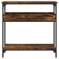 vidaXL Mesa consola estante madera ingeniería roble humo 75x29x75 cm vidaXL Mesa consola estante madera ingeniería roble humo 75x29x75 cm