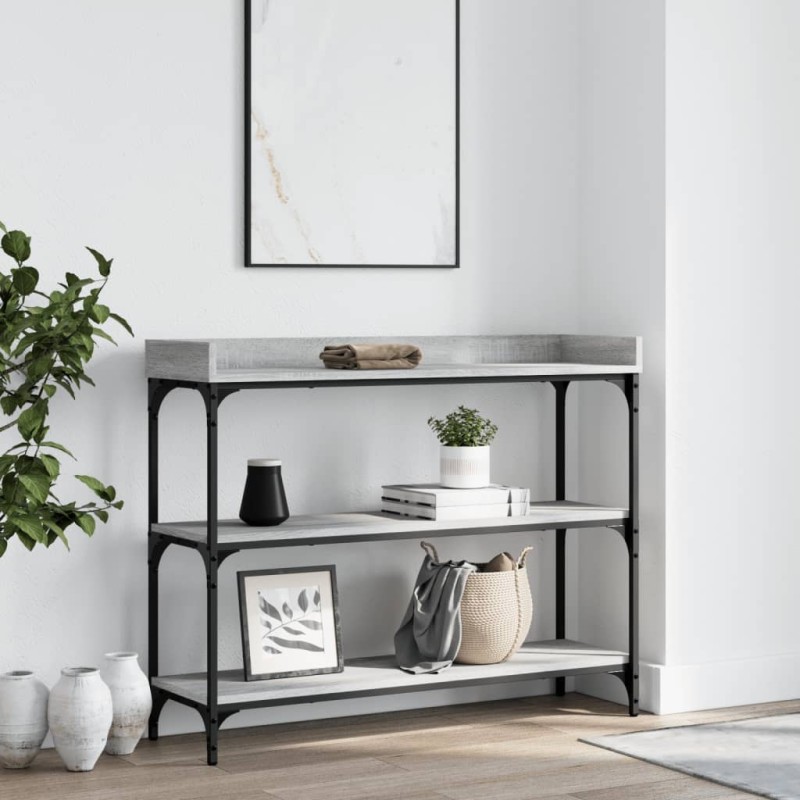 vidaXL Mesa consola con estantes gris Sonoma 100x30x80 cm vidaXL Mesa consola con estantes gris Sonoma 100x30x80 cm