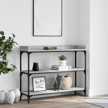 vidaXL Mesa consola con estantes gris Sonoma 100x30x80 cm