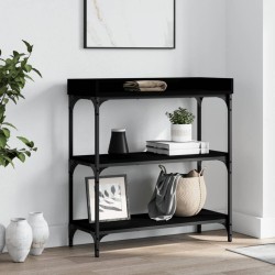 vidaXL Mesa consola con estantes negro 75x30x80 cm