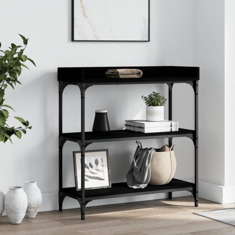 vidaXL Mesa consola con estantes negro 75x30x80 cm vidaXL Mesa consola con estantes negro 75x30x80 cm